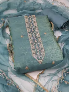 MANVAA Floral Embroidered Sequinned Unstitched Dress Material