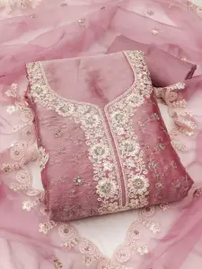 MANVAA Floral Embroidered Sequinned Unstitched Dress Material