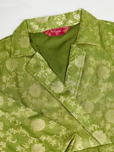 Sangria Printed Lapel Collar Neck Top & Trouser