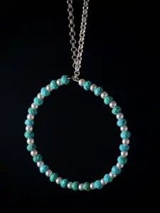 House of Aadyaa Silver  Beaded Circular Pendant