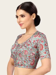 Studio Shringaar Women Readymade Kalamkari Printed Saree Blouse