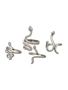 Shining Diva Fashion Pack Of 4 Silver Plated Stylish Adjustable Finger Rings