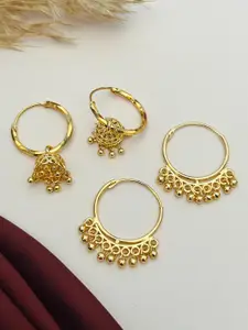 Anouk Set Of 2 Gold-Plated Artificial Beads Beaded Dome Shaped Hoop Earrings