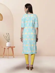 7Threads Selection Of 6 Ethnic Motifs Printed Round Neck Straight Kurtas