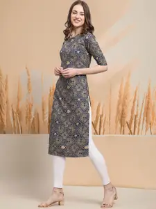 7Threads Selection Of 3 Ethnic Motifs Printed Neck Straight Kurtas