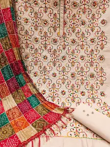 Panzora Ethnic Motifs Embroidered Mirror Work Cotton Unstitched Dress Material