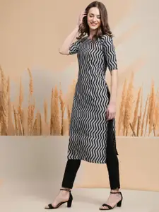 7Threads Selection of 3 Ethnic Motifs Printed Round Neck Straight Kurtas