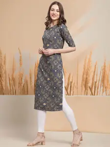 7Threads Selection Of 4 Chevron Printed Round Neck Straight Kurtas