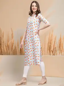 7Threads Selection Of 4 Chevron Printed Round Neck Straight Kurtas