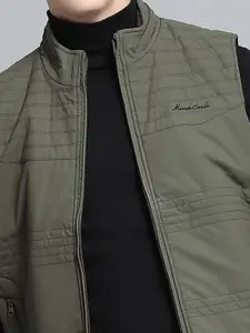 Monte Carlo Men Mock Collar Solid Casual Bomber Lightweight Jacket