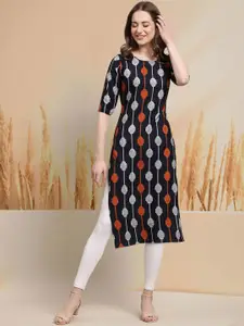 7Threads Selection Of 6 Floral Printed Round Neck Straight Kurtas