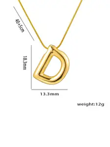 DIVASTRI Gold-Plated Anti-Tarnish D Initial Alphabet Stainless Steel Pendant With Chain
