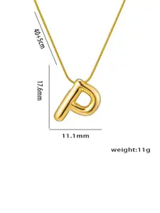 DIVASTRI Gold-Plated Anti-Tarnish P Initial Alphabet Stainless Steel Pendant With Chain