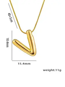DIVASTRI Gold-Plated Anti-Tarnish V Initial Alphabet Stainless Steel Pendant With Chain