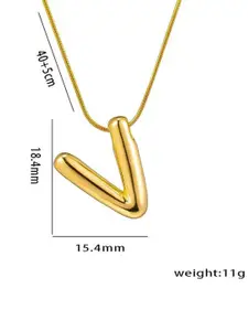 DIVASTRI Gold-Plated Anti-Tarnish V Initial Alphabet Stainless Steel Pendant With Chain