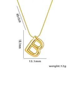 DIVASTRI Gold-Plated Anti-Tarnish B Initial Alphabet Stainless Steel Pendant With Chain