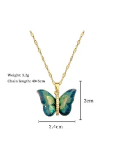 DIVASTRI Gold-Plated Anti-Tarnish Butterfly Stainless Steel Pendant With Chain