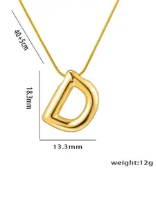DIVASTRI Gold-Plated Anti-Tarnish D Initial Alphabet Stainless Steel Pendant With Chain