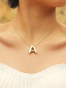 DIVASTRI Gold-Plated Anti-Tarnish A Initial Alphabet Stainless Steel Pendant With Chain
