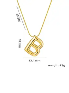 DIVASTRI Gold-Plated Anti-Tarnish B Initial Alphabet Stainless Steel Pendant With Chain
