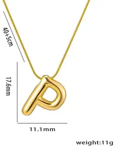 DIVASTRI Gold-Plated Anti-Tarnish P Initial Alphabet Stainless Steel Pendant With Chain