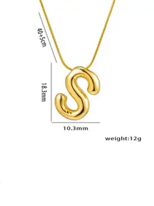 DIVASTRI Gold-Plated Anti-Tarnish S Initial Alphabet Stainless Steel Pendant With Chain
