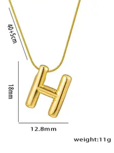 DIVASTRI Gold-Plated Stainless Steel Anti-Tarnish H Initial Alphabet Pendant With Chain