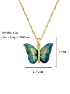 DIVASTRI Gold-Plated Stainless Steel Anti-Tarnish Butterfly locket Pendant With Chain