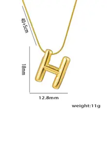 DIVASTRI Gold-Plated Anti-Tarnish H Initial Alphabet Stainless Steel Pendant With Chain