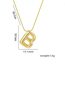 MEENAZ Gold-Plated Stainless Steel Anti-Tarnish B Initial Alphabet Pendant with Chain