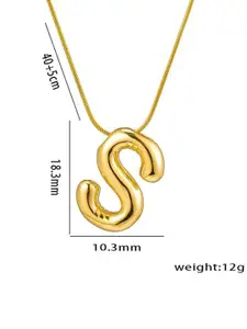 MEENAZ Gold-Plated Stainless Steel Anti-Tarnish S Initial Alphabet Pendant with Chain