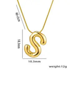 MEENAZ Gold-Plated Stainless Steel Anti-Tarnish S Initial Alphabet Pendant With Chain