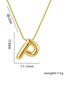 MEENAZ Gold-Plated Stainless Steel Anti-Tarnish P Initial Alphabet Pendant with Chain