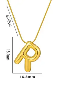MEENAZ Gold-Plated Stainless Steel Anti-Tarnish R Initial Alphabet Pendant with Chain