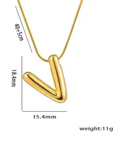 MEENAZ Gold-Plated Stainless Steel Anti-Tarnish V Initial Alphabet Pendant with Chain