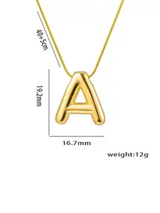 MEENAZ Gold-Plated Stainless Steel Anti-Tarnish A Initial Alphabet Pendant With Chain