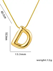 MEENAZ Gold-Plated Stainless Steel Anti-Tarnish D Initial Alphabet Pendant With Chain