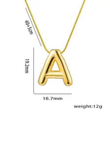 MEENAZ Gold-Plated Stainless Steel Anti-Tarnish A Initial Alphabet Pendant With Chain