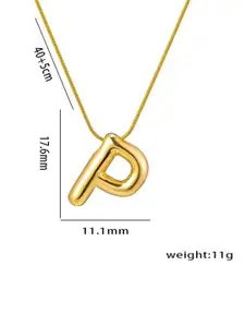 MEENAZ Gold-Plated Stainless Steel Anti-Tarnish P Initial Alphabet Pendant With Chain