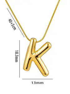 MEENAZ Gold-Plated Stainless Steel Anti-Tarnish K Initial Alphabet Pendant with Chain