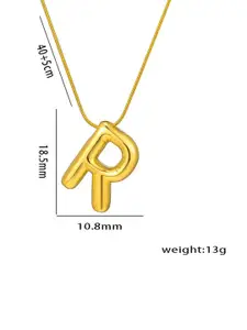 MEENAZ Gold-Plated Stainless Steel Anti-Tarnish R Initial Alphabet Pendant with Chain