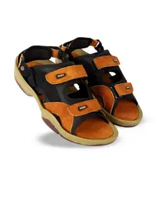 Woakers Men Leather Velcro Casual Sports Sandals