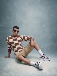 The Roadster Lifestyle Co. Men Checked Woollen Pullover
