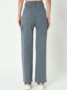 Sipsew Women Straight Fit High-Rise Stretchable Cargo Styles Denim Jeans