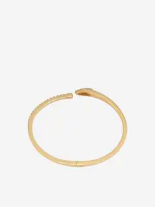 Kushal's Fashion Jewellery Sterling Silver Gold-Plated Stone Studded Cuff Bracelet