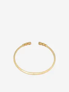 Kushal's Fashion Jewellery Sterling Silver Gold-Plated Stone Studded Cuff Bracelet