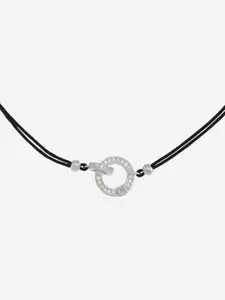 Kushal's Fashion Jewellery Sterling Silver Rhodium-Plated Stone Studded Anklet