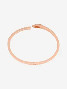 Kushal's Fashion Jewellery Sterling Silver Rose Gold-Plated Stone Studded Cuff Bracelet