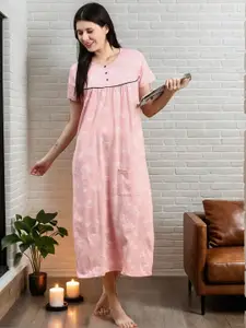 Kryptic Women Printed Cotton Maxi nightdress