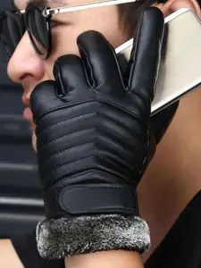 Alexvyan Men Zigzag Snow & Wind Proof Riding ThermalWarm Winter Touch Screen Gloves